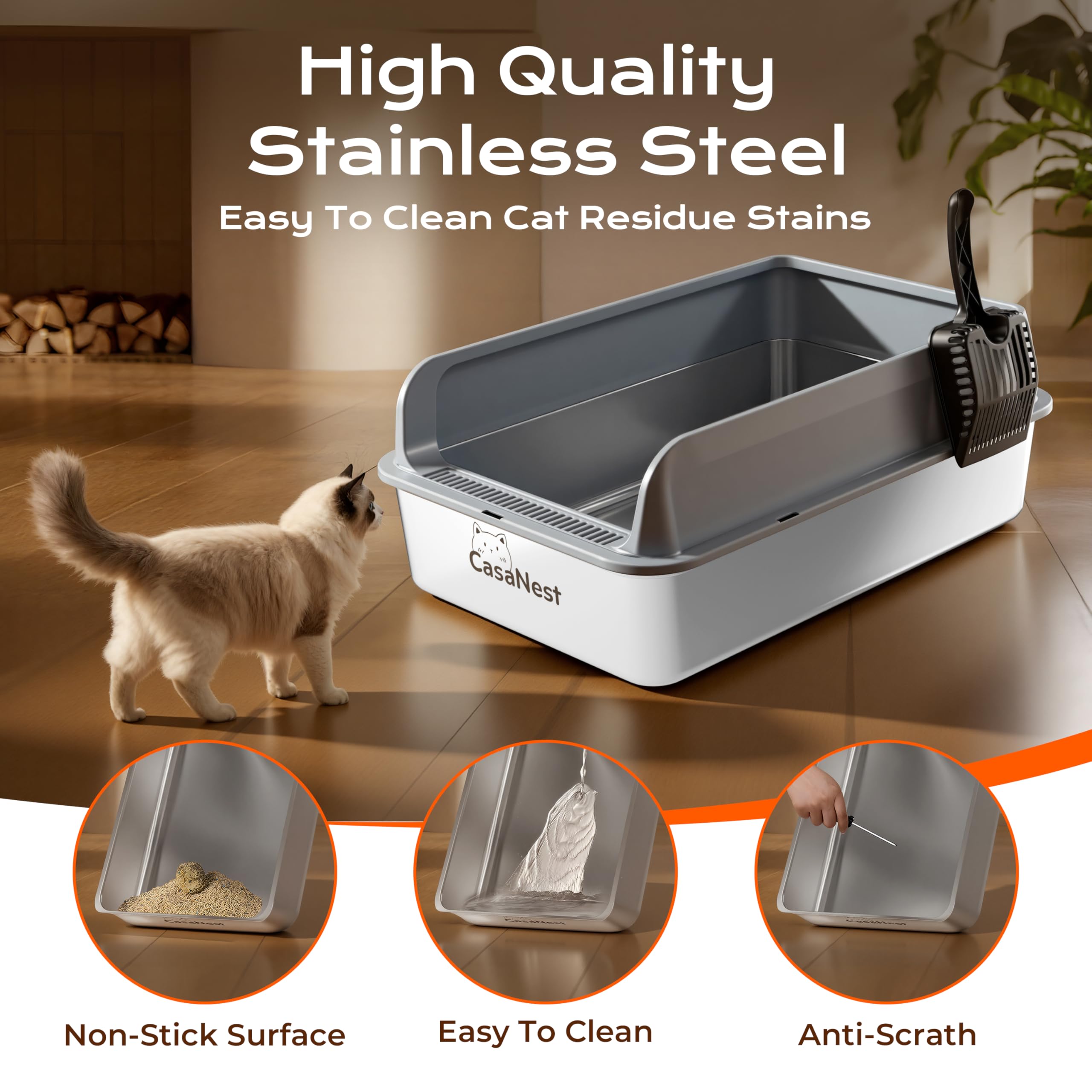 CasaNest includes extra-large litter scoop for quick cleanup.