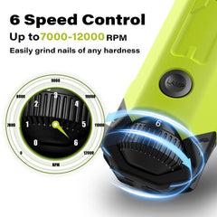 Casfuy 6-Speed Dog Nail Grinder side view showing compact cordless design for grooming.