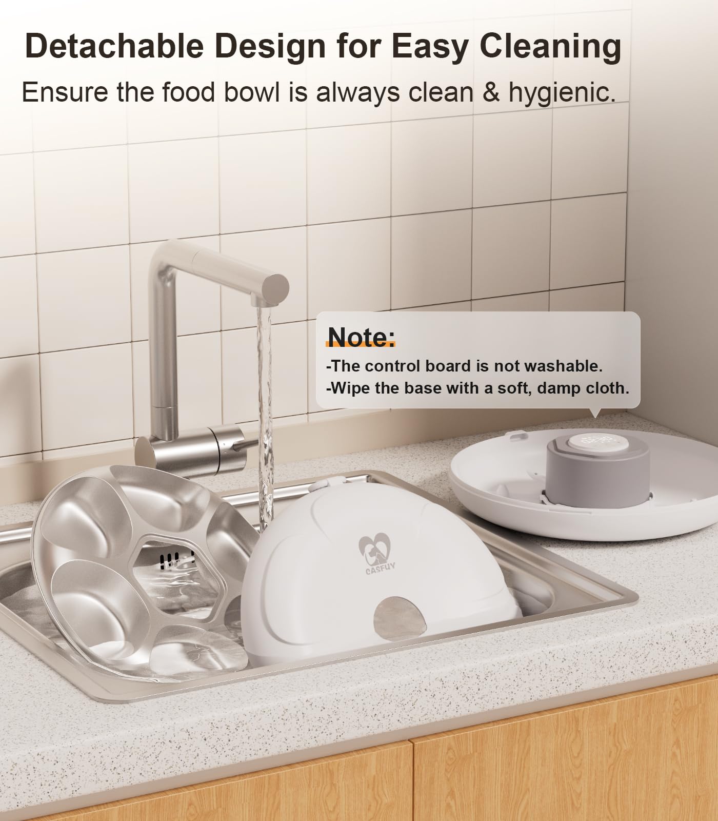 Casfuy feeder removable tray and top cover for cleaning