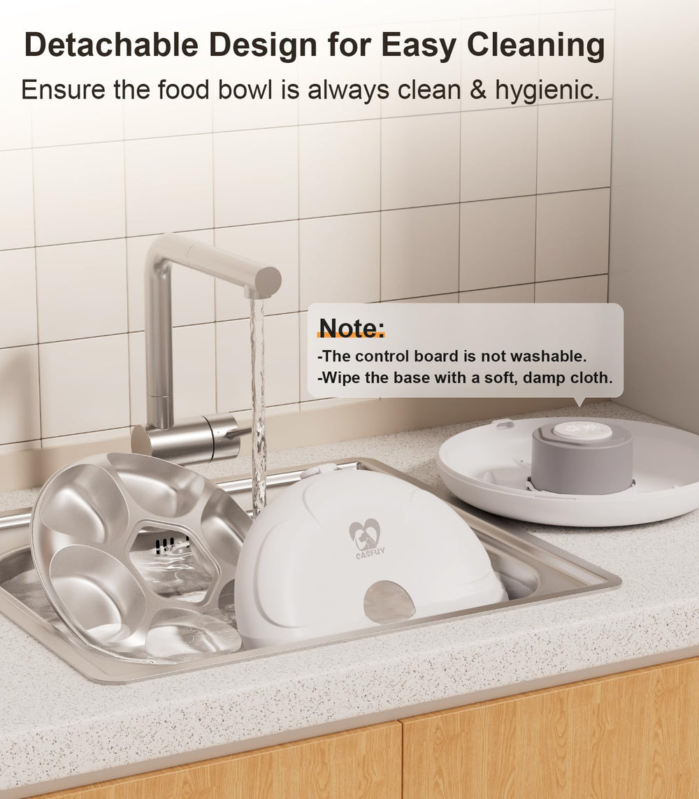 Casfuy feeder removable tray and top cover for cleaning