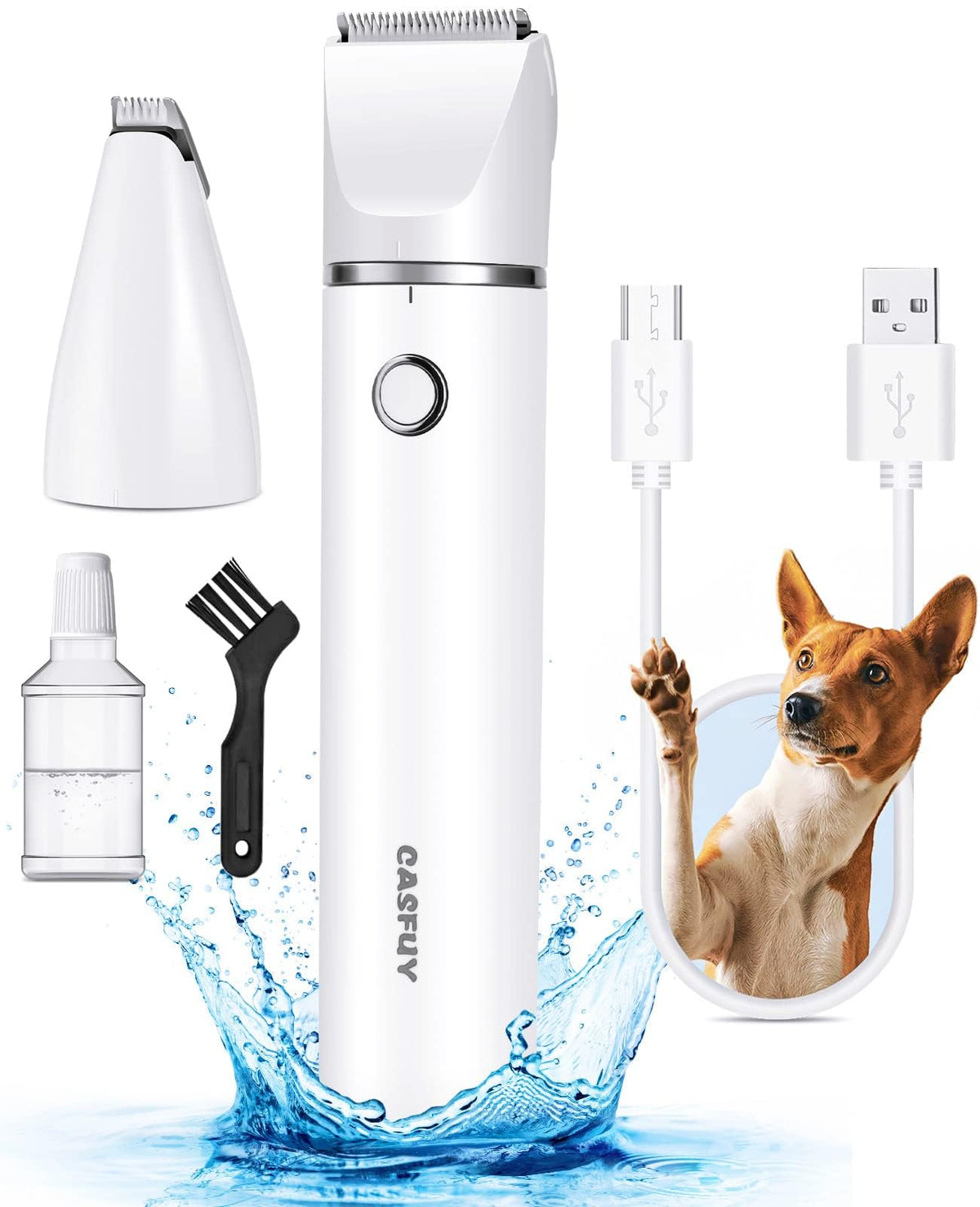 Casfuy cordless paw trimmer front view with ergonomic grip for easy handling.