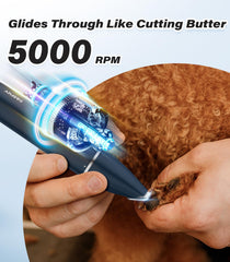 Casfuy cordless pet trimmer standard head for safe facial trimming.