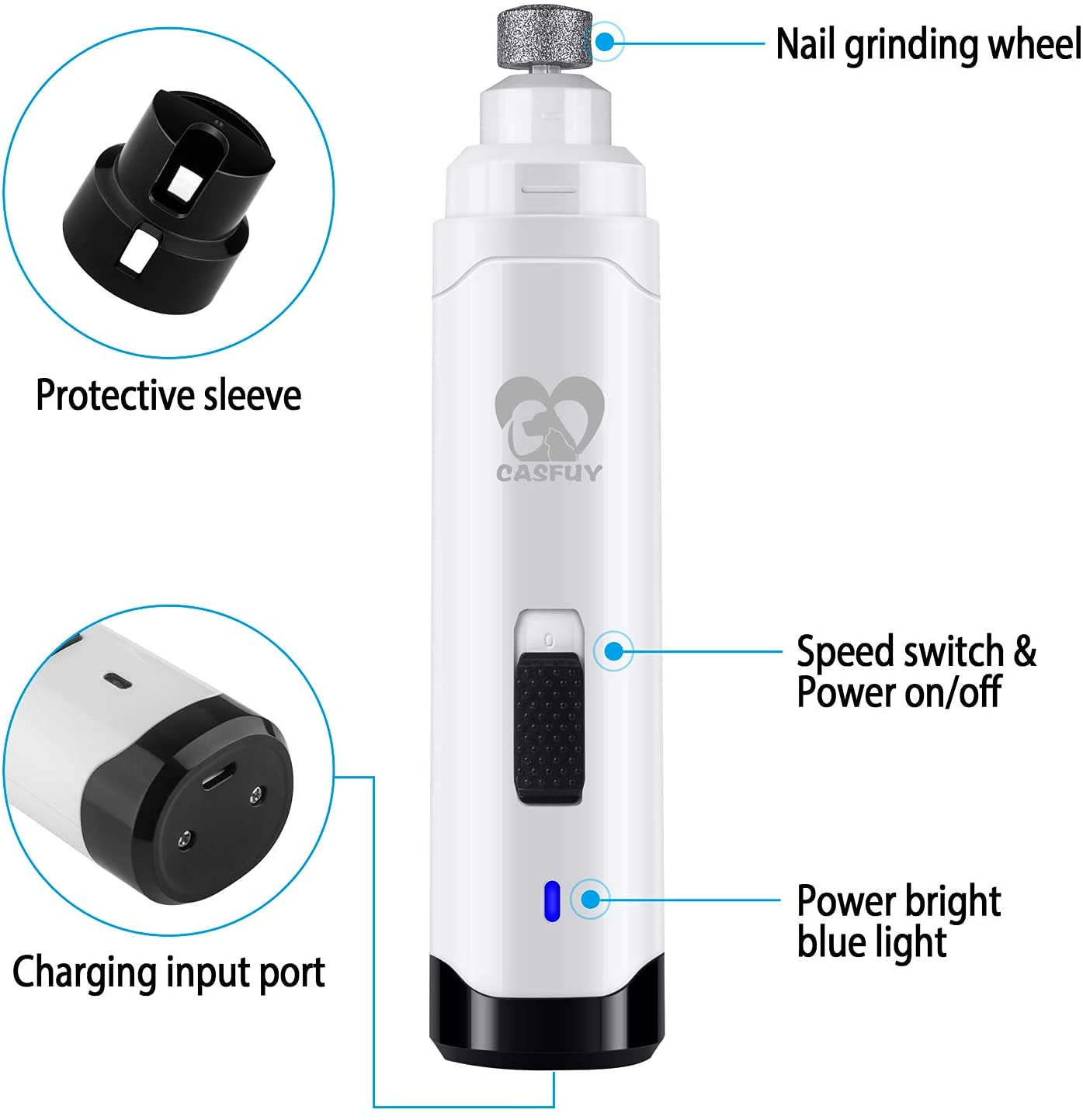 Casfuy cordless rechargeable design enables grooming anywhere.