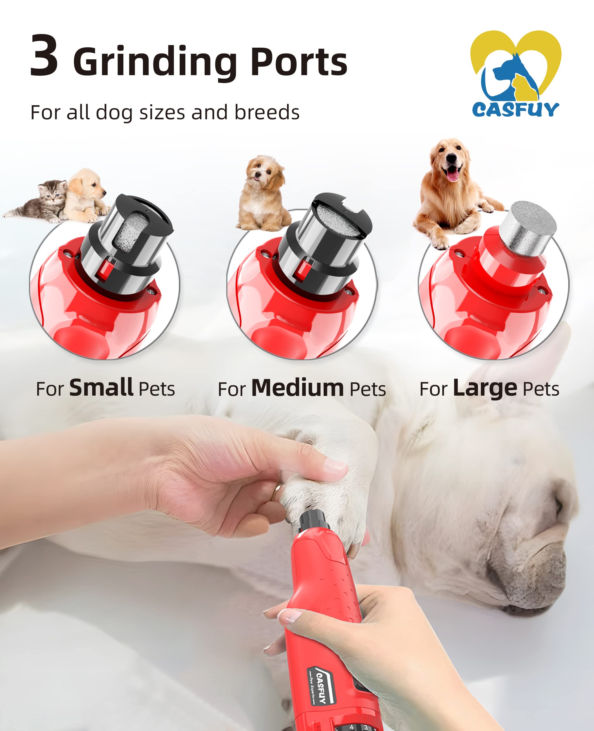 Casfuy nail grinder with three ports suits nails of every size.