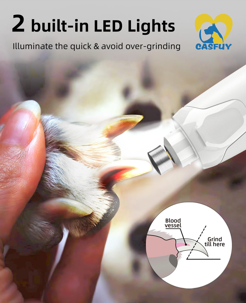 Casfuy dog nail grinder offers six speeds for control.