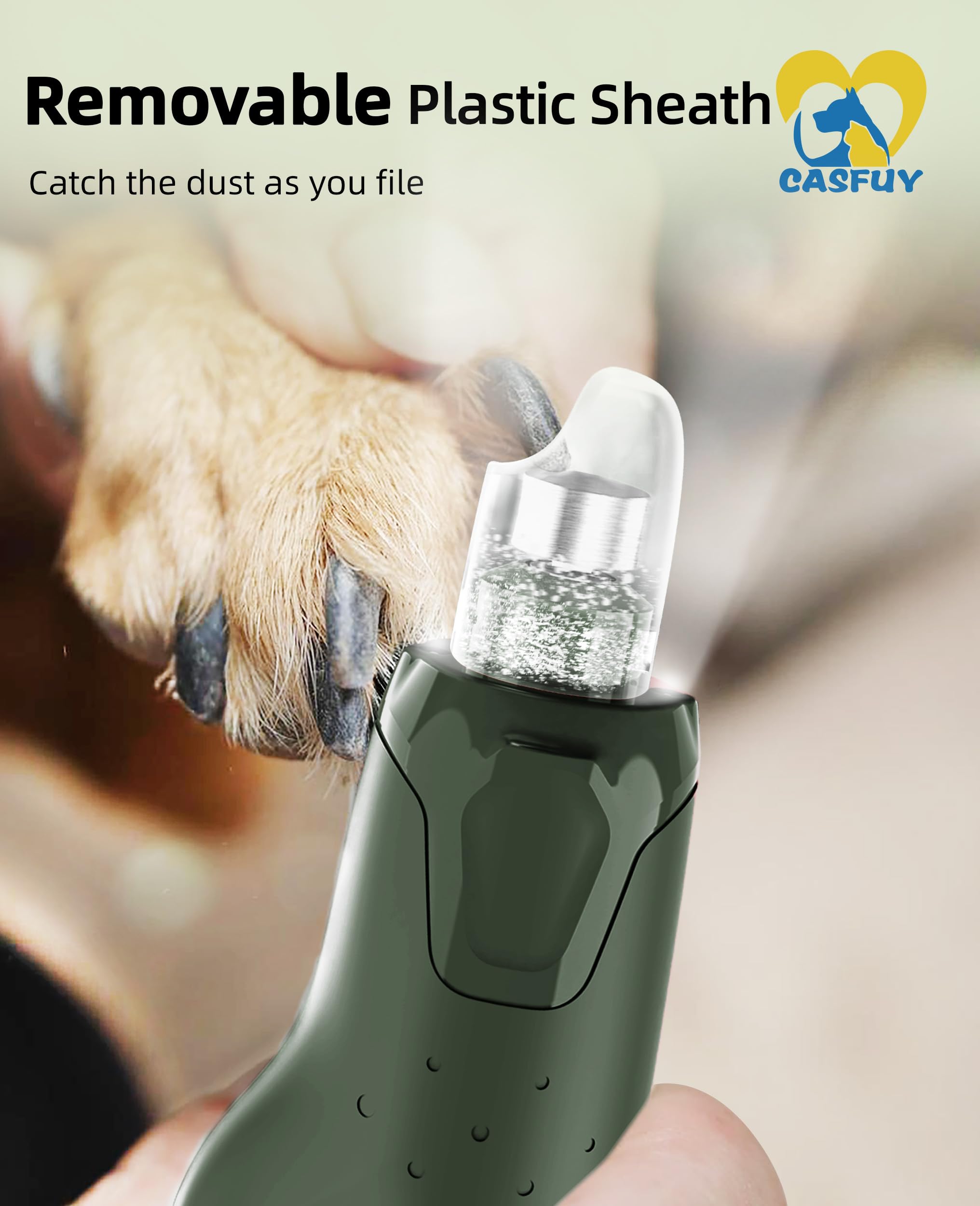 Casfuy dog nail grinder dust cap aids easy cleanup.