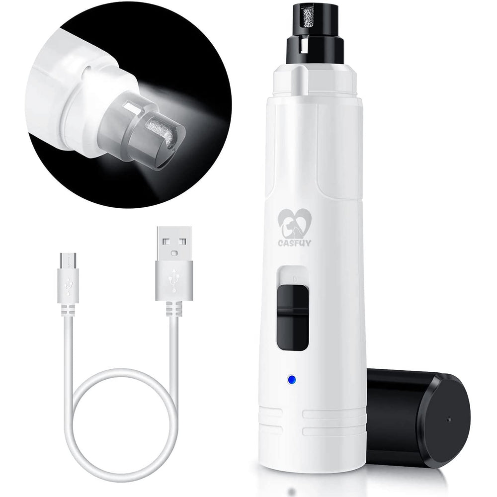 Casfuy dog nail grinder with LED light for precise, stress-free trimming.