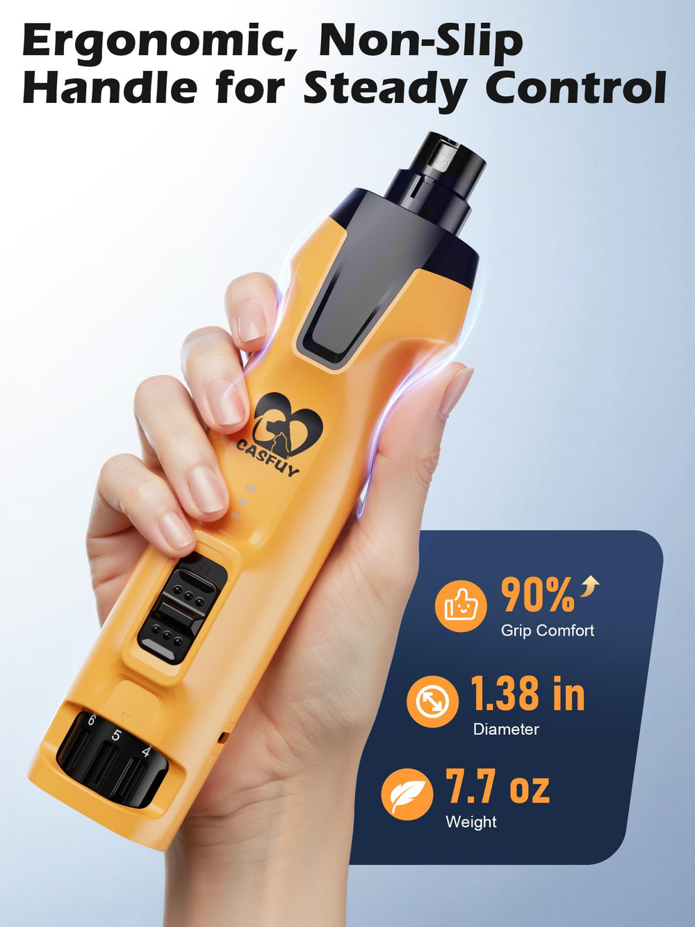 Casfuy whisper-quiet design helps calm pets during trimming.