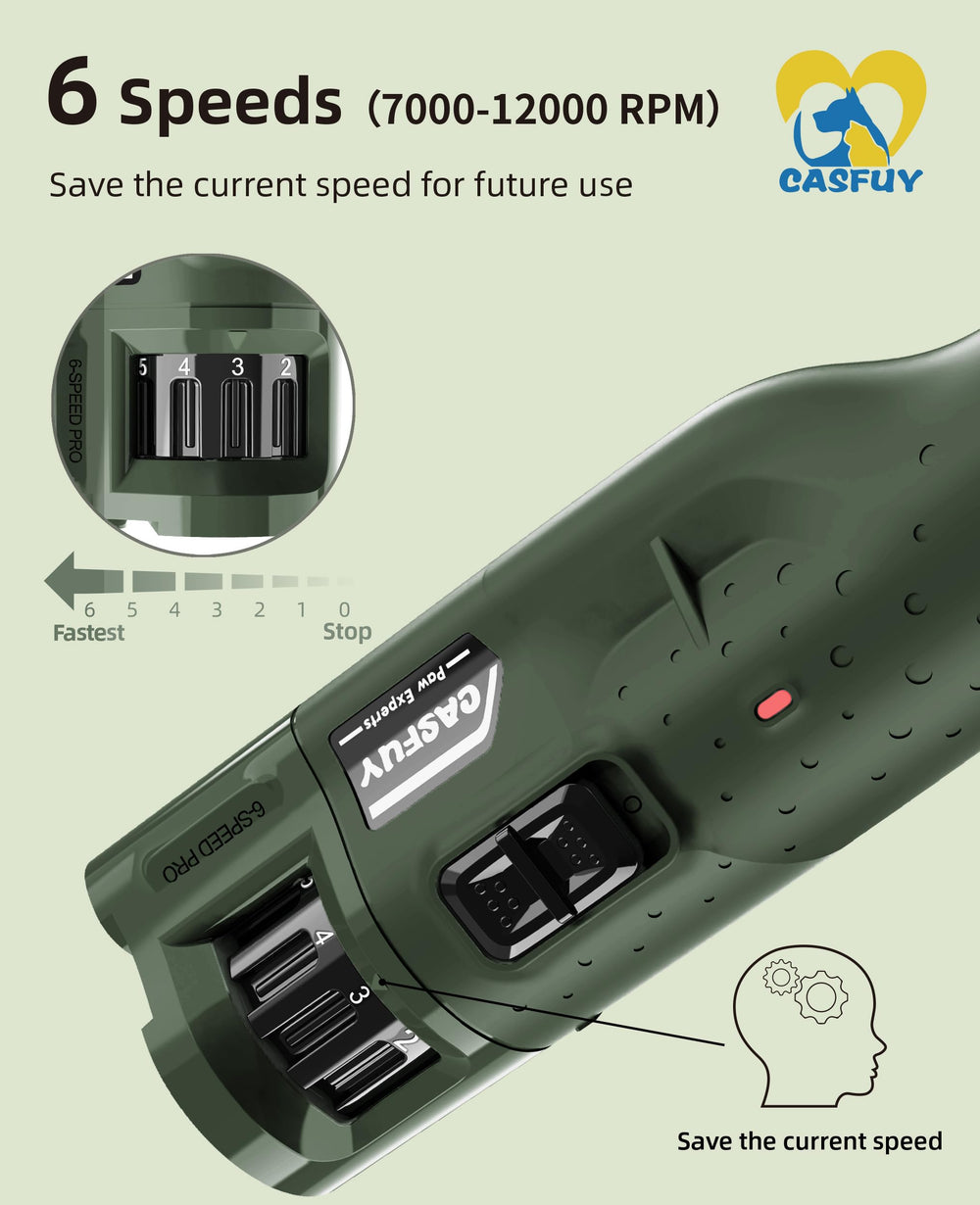 Casfuy dog nail grinder quiet side usage showing ergonomic grip.