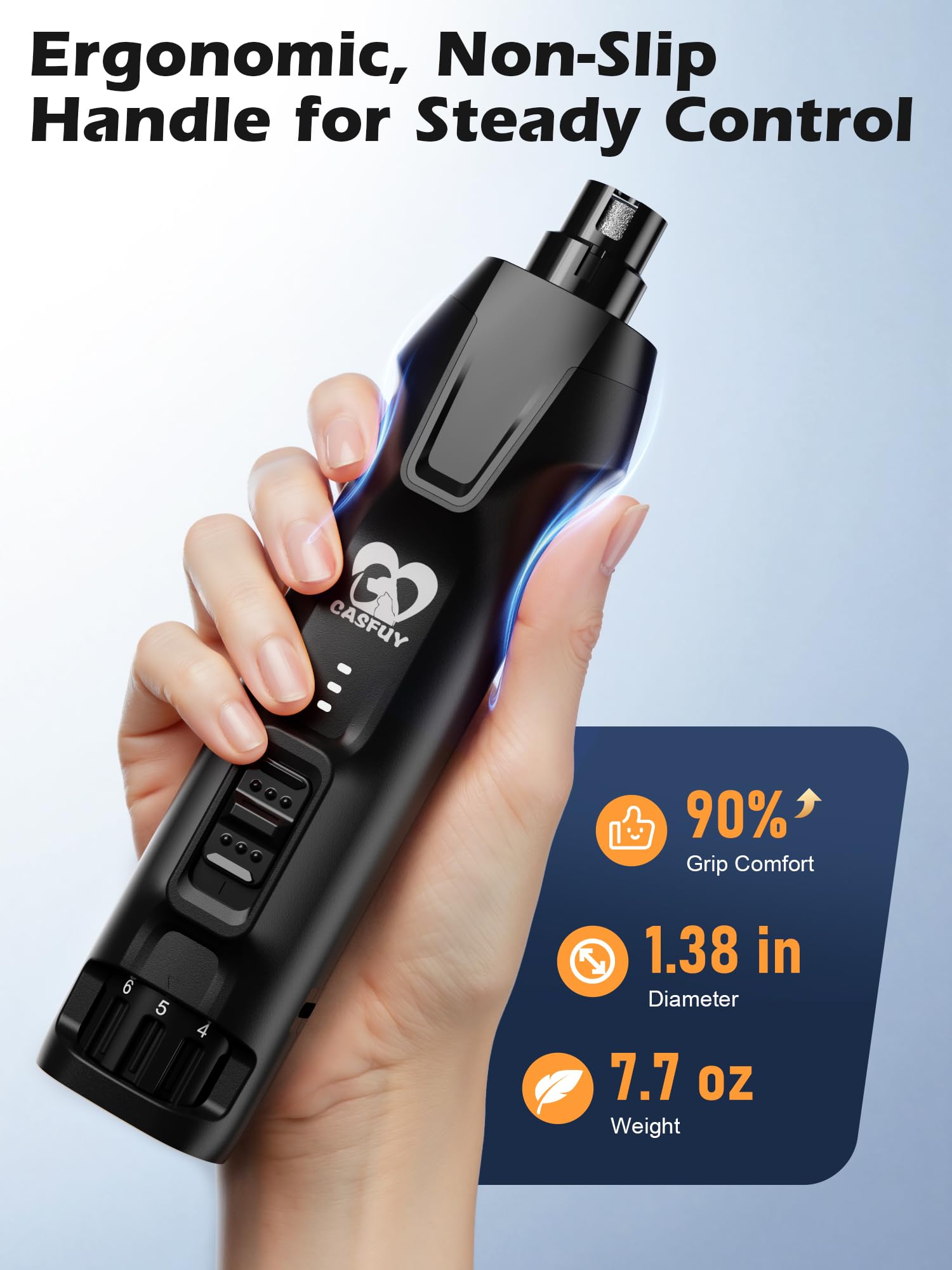 Casfuy ergonomic non-slip handle for steady grooming.
