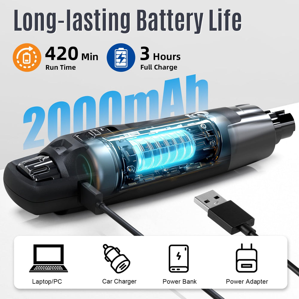 Casfuy N75 2000mAh battery provides long grooming between charges.