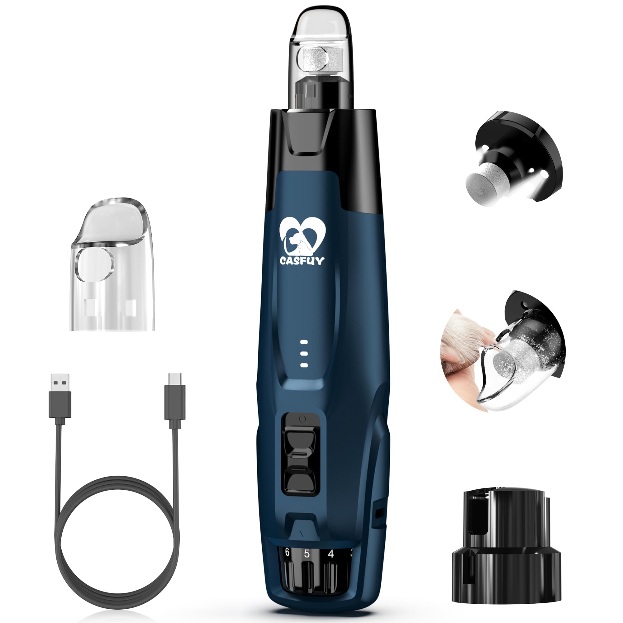 Casfuy N75 dog nail grinder front view with ergonomic grip and precise speed control.