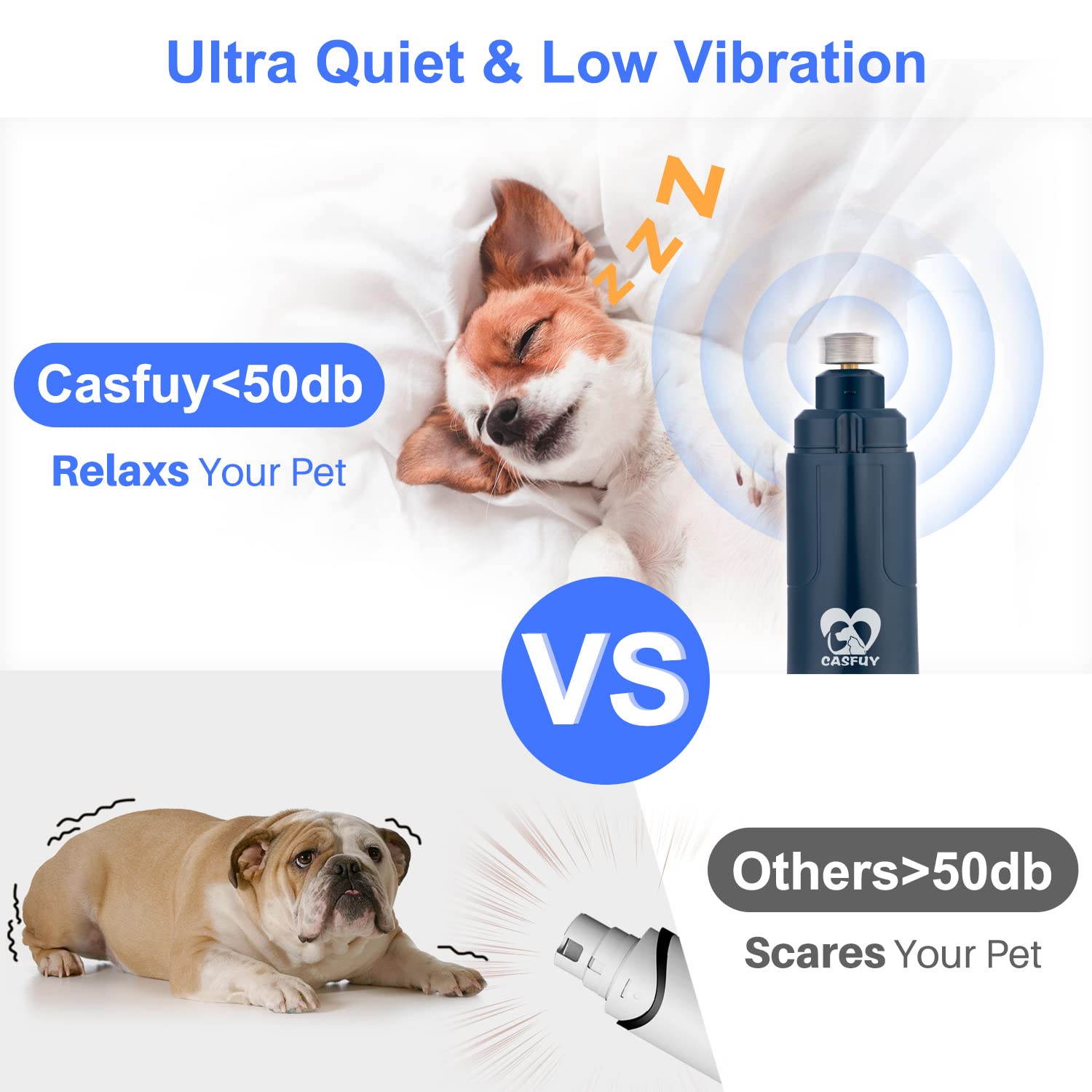 Casfuy cordless rechargeable design allows grooming anywhere.