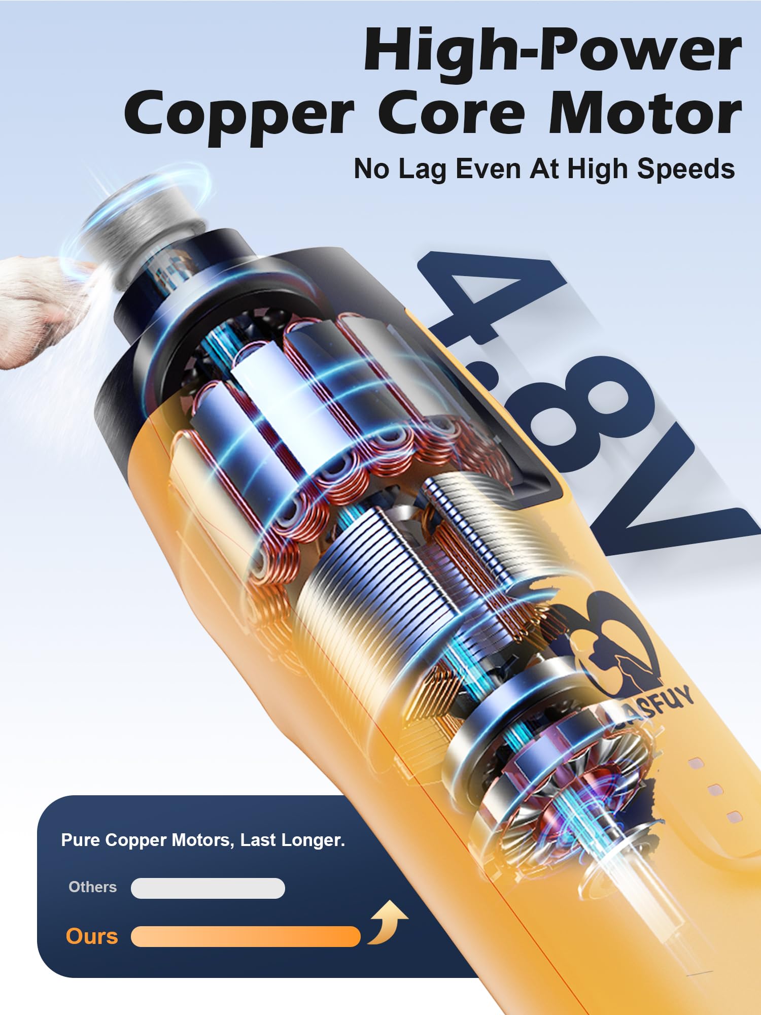 Casfuy nail grinder auto-stop feature shown during operation.