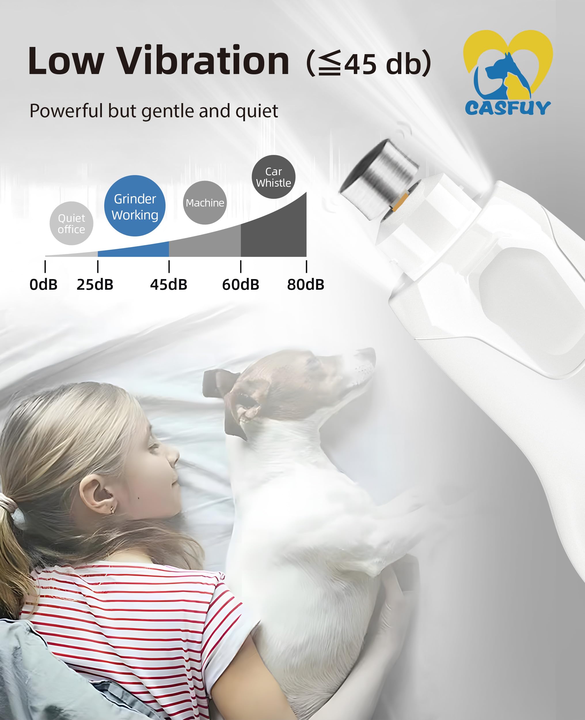 Casfuy low-vibration design keeps pets relaxed.
