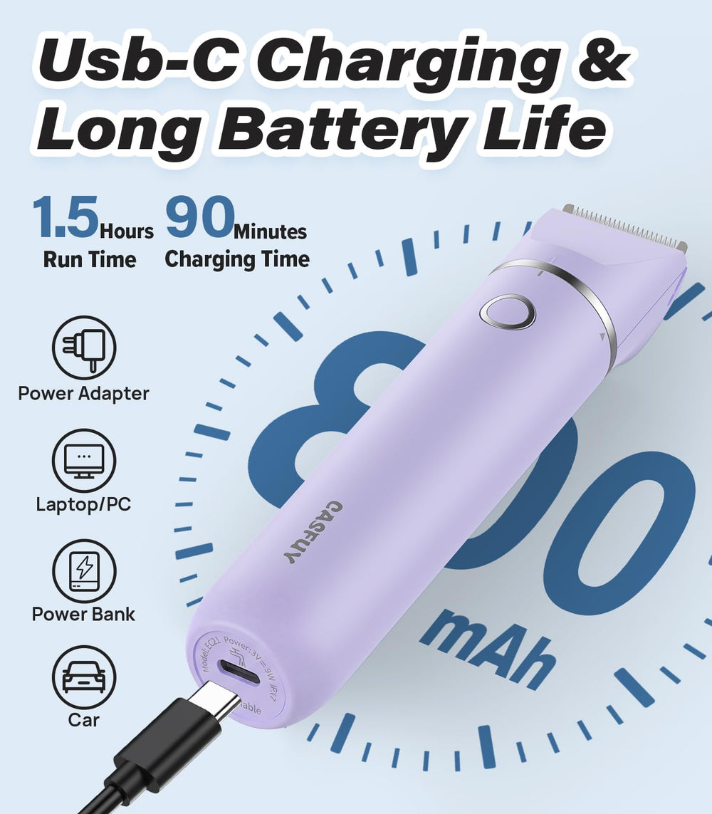 Casfuy paw trimmer USB-C rechargeable for easy cordless grooming on the go.