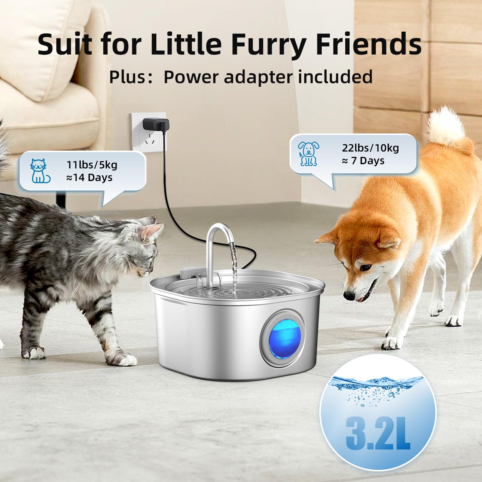 Casfuy PWS-155 108-oz capacity ideal for multiple pets