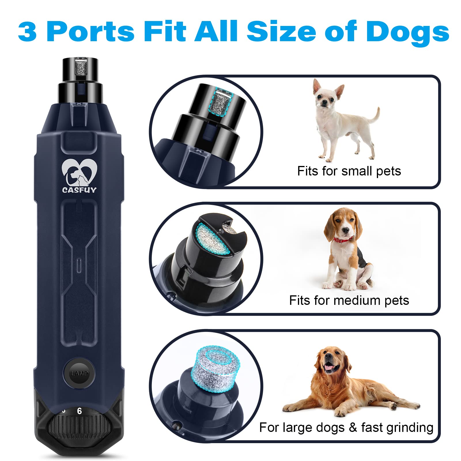 Casfuy rechargeable cordless blue model ready for on-the-go grooming.