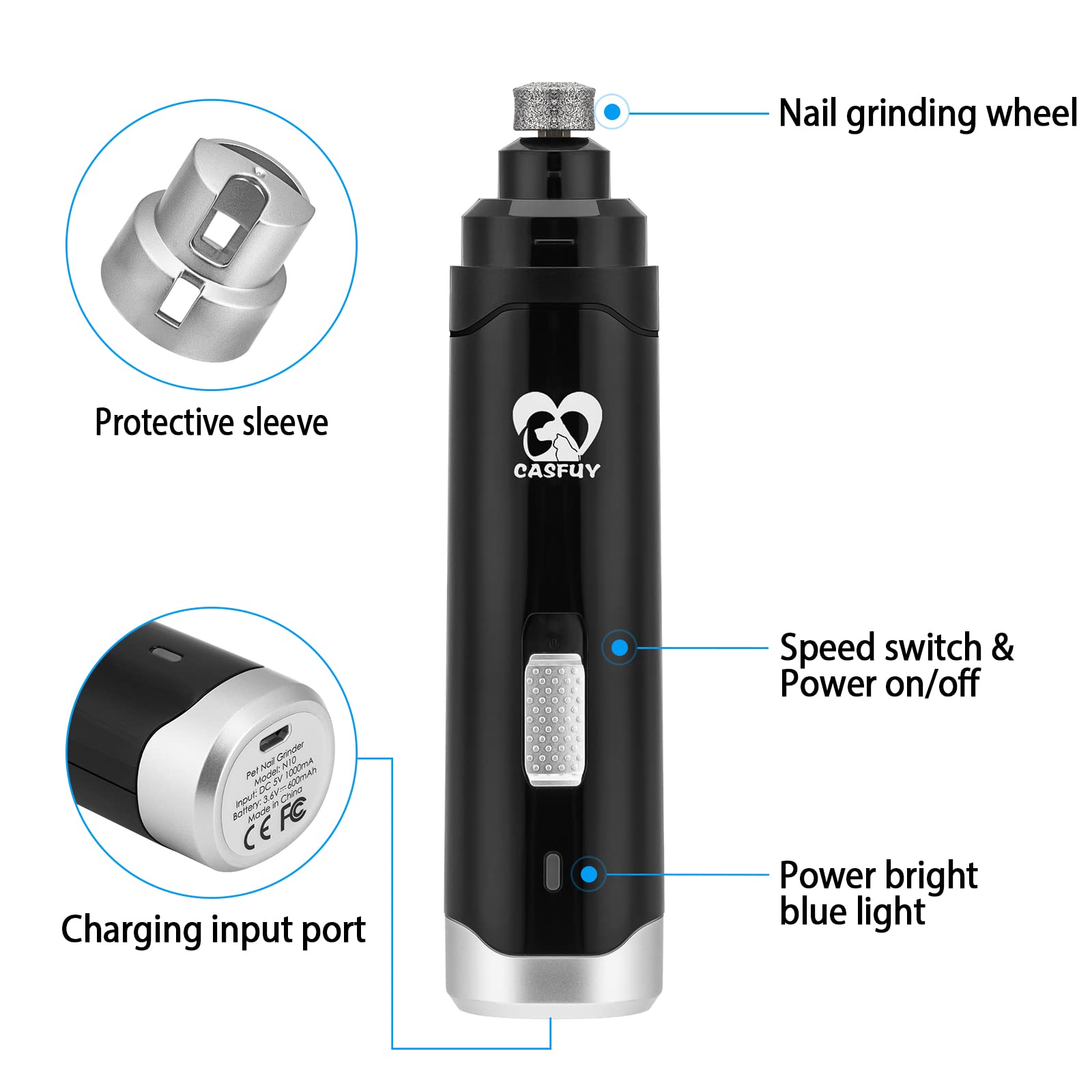 Casfuy rechargeable portable nail trimmer for grooming anywhere