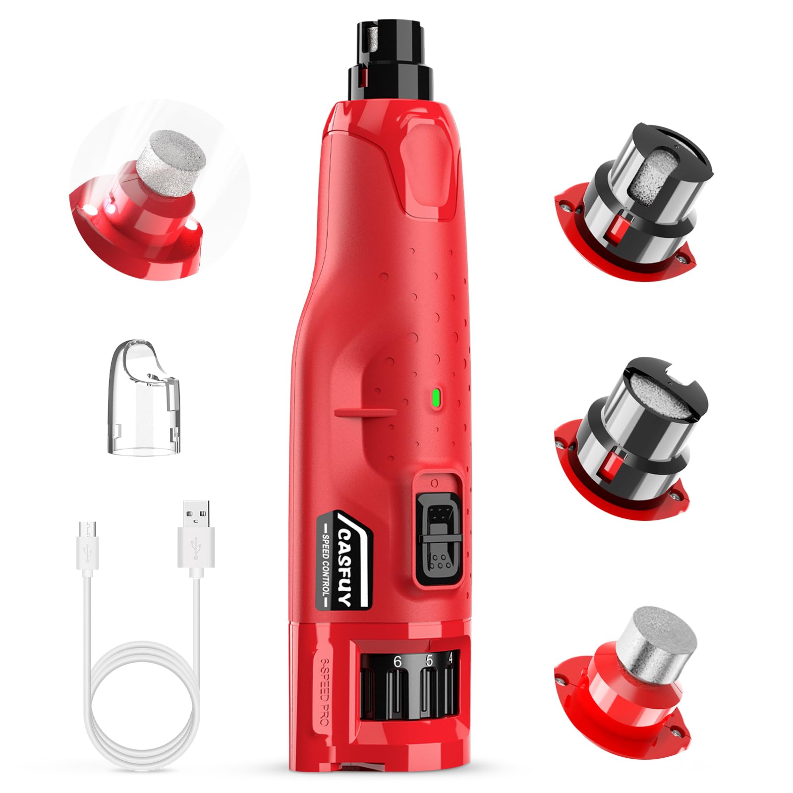 Casfuy red cordless nail grinder ideal for homes with multiple pets.