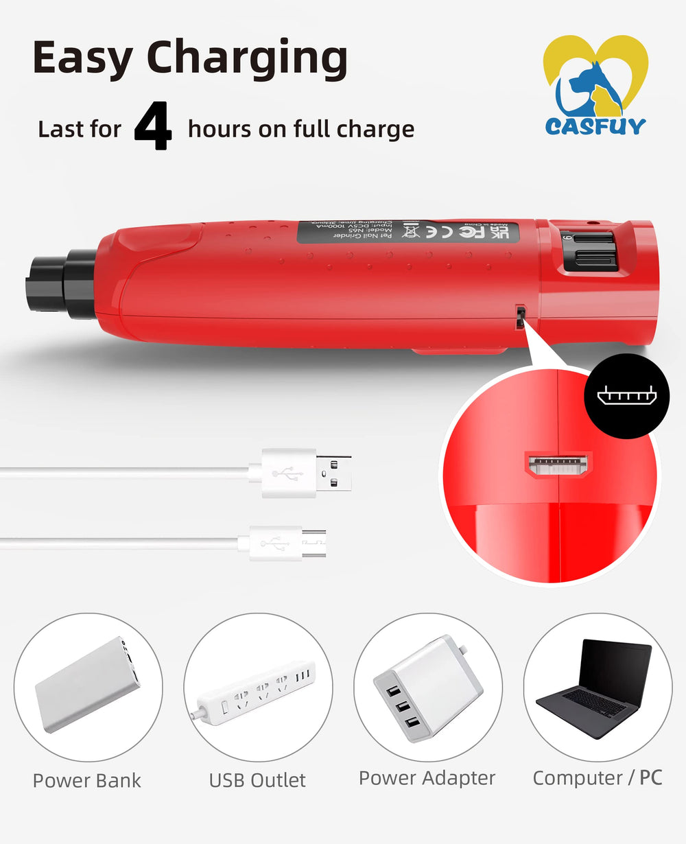 Casfuy grinder includes removable sheath for easy nail dust cleanup.