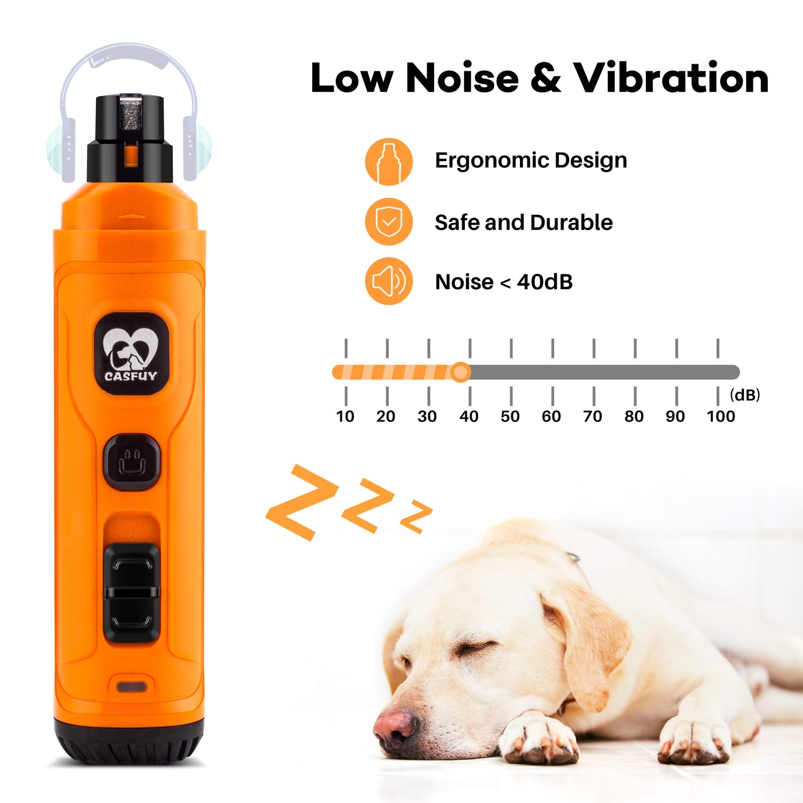 Casfuy device with three ports fits small to large pets for safe grinding.