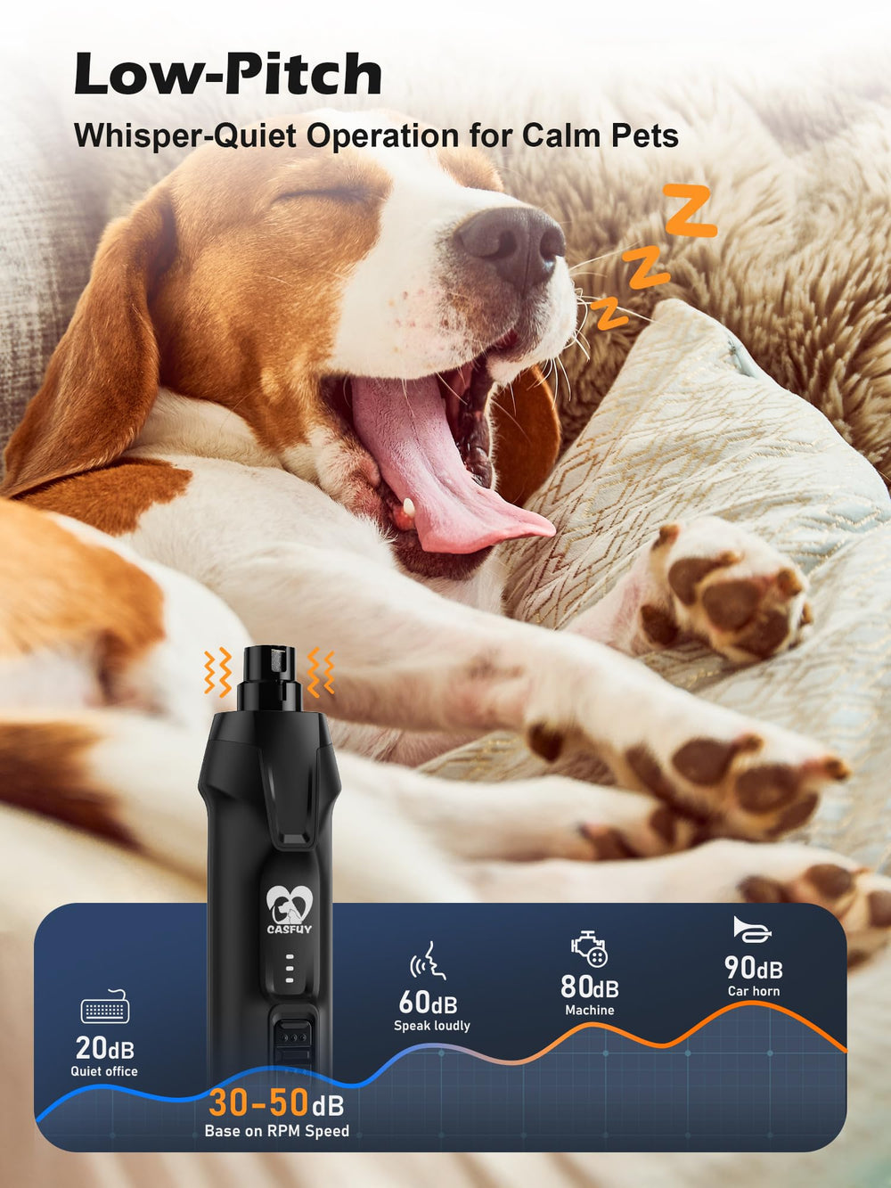 Casfuy whisper-quiet operation helps calm anxious pets.