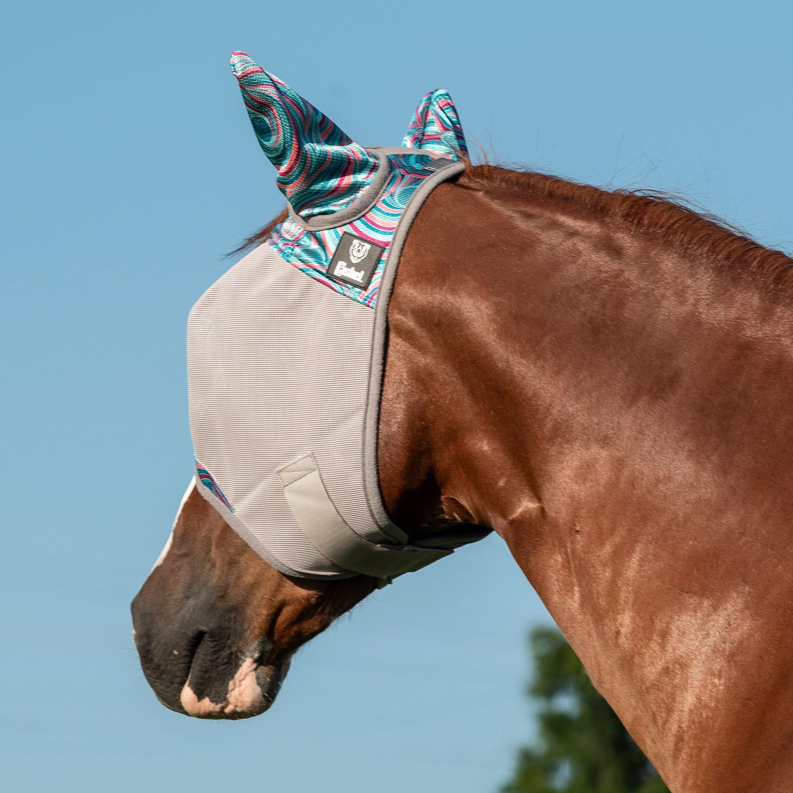 Cashel Crusader Fly Mask uses breathable coated nylon micromesh for comfort.