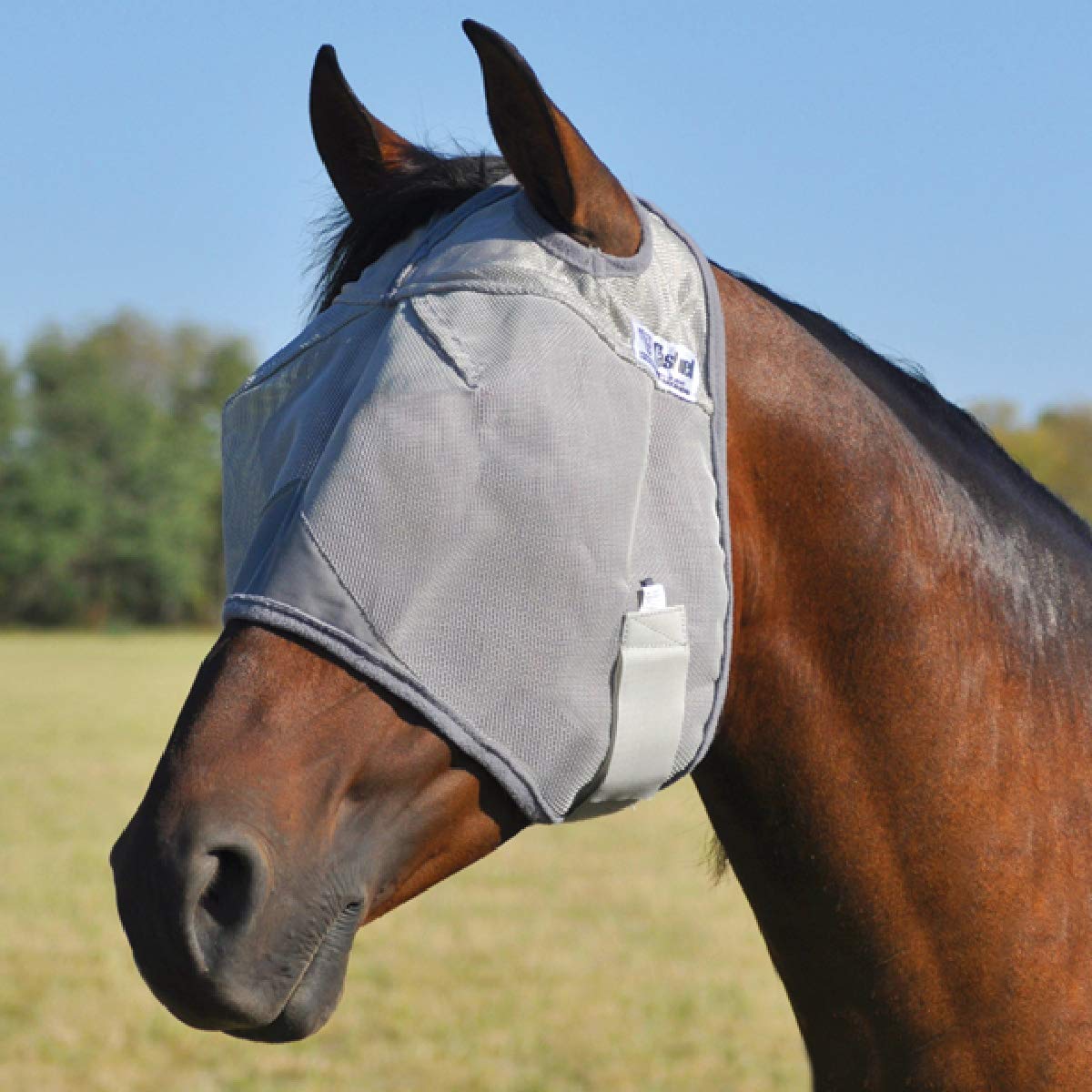 Cashel Crusader fly mask offering clear vision with three-hole cap