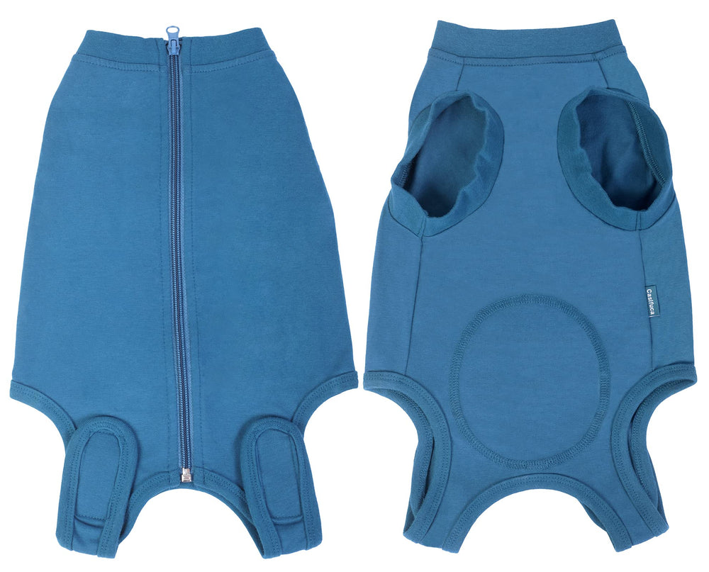 Caslfuca dog recovery suit anti-scratch design supports healing without an E-collar.