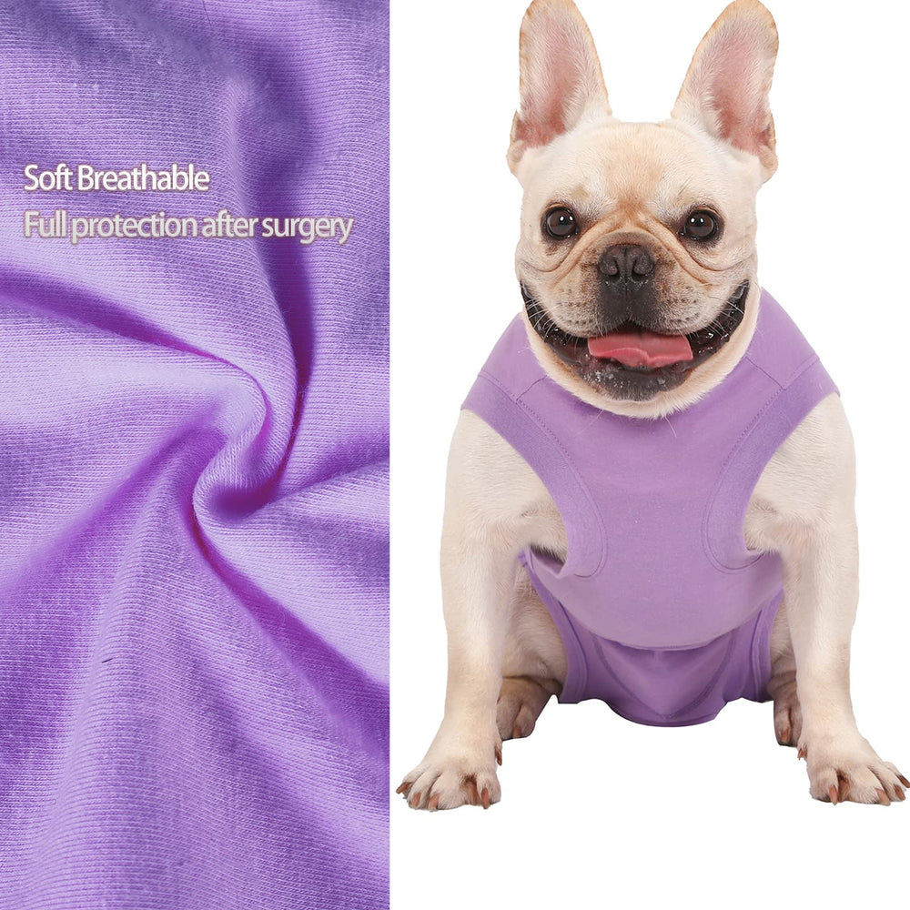 Caslfuca dog recovery suit urination opening enables relief without removal.