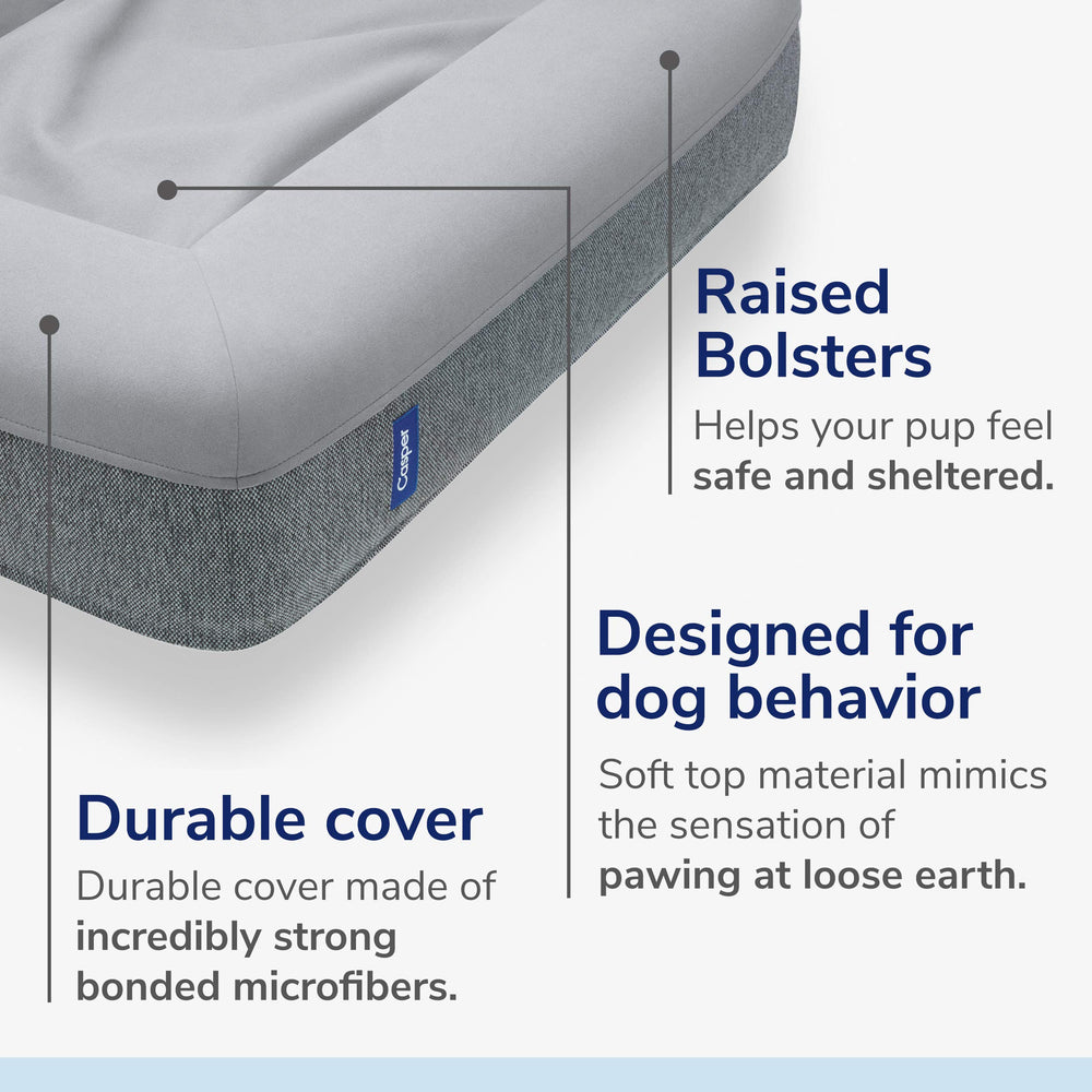 Casper Dog Bed durable cover closeup highlights rugged, fur-slobber resistance.