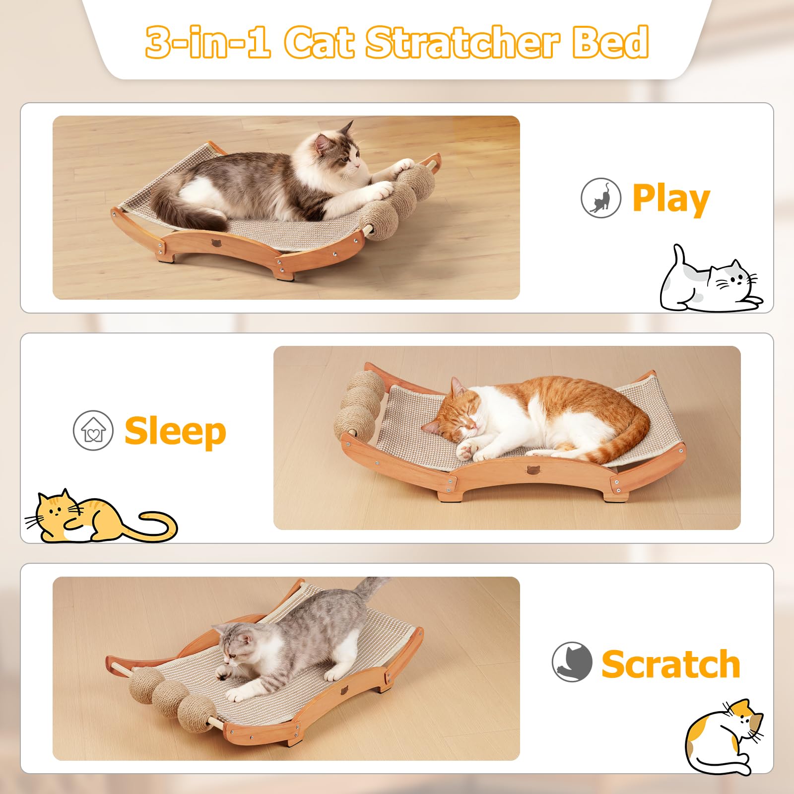 Casremee natural sisal scratching pad satisfies instinct while promoting healthy claws