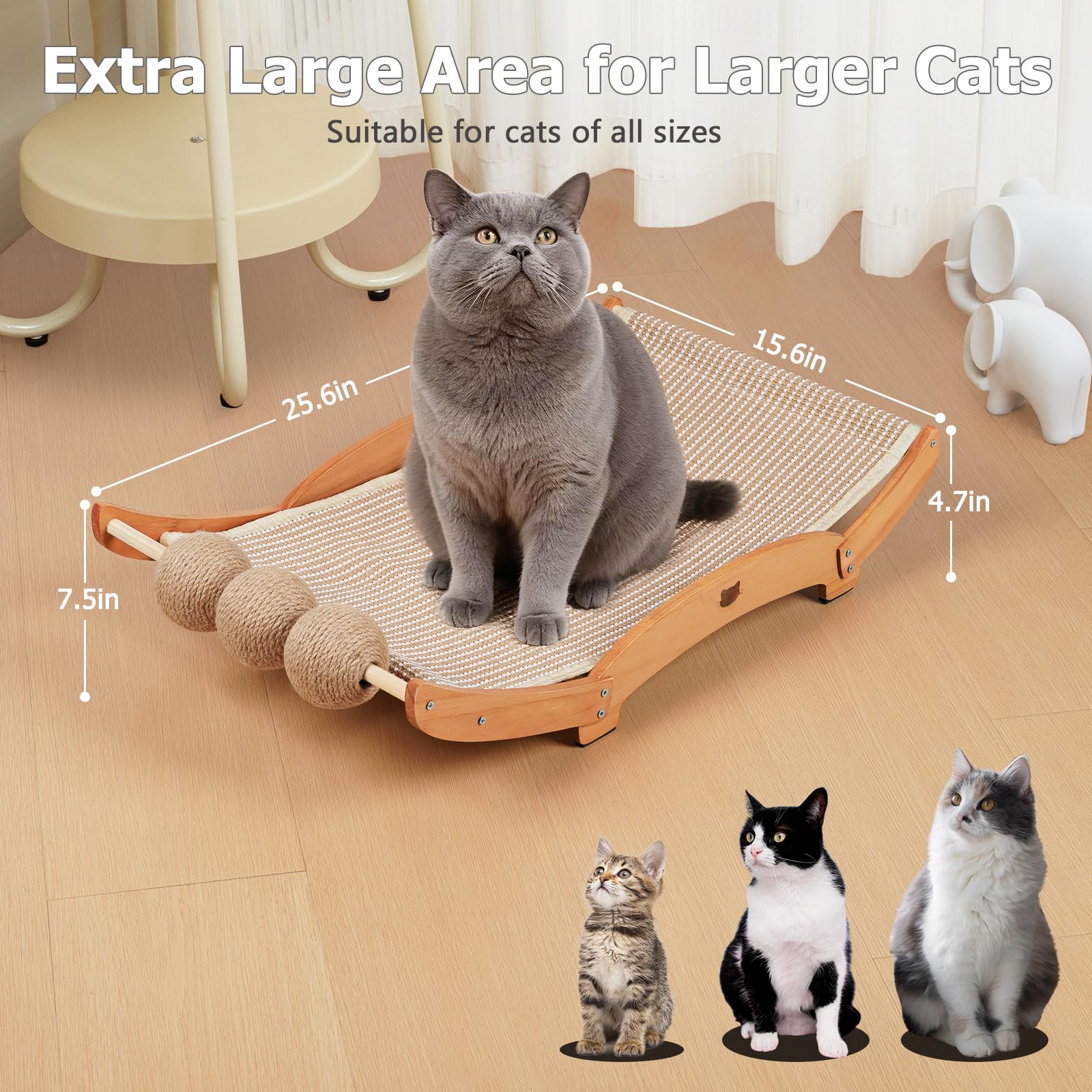 Casremee solid pine wood frame provides durable support for energetic indoor cats