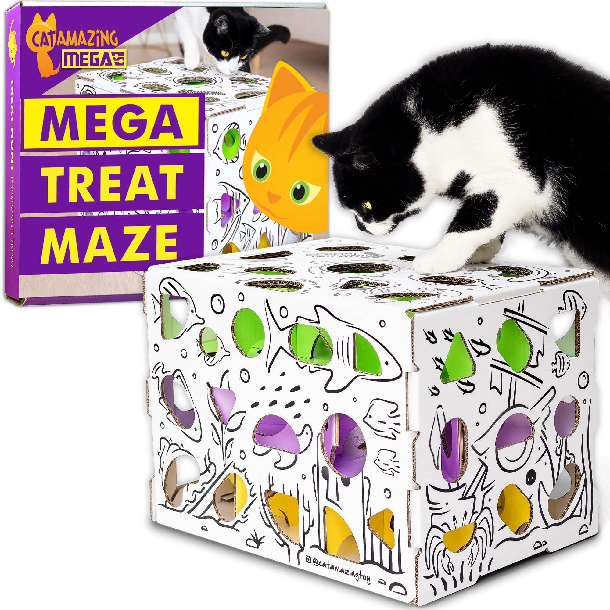 Cat Amazing MEGA Treat Maze engages cats with a challenging puzzle for enrichment.