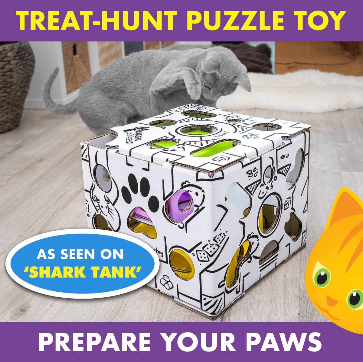Cat Amazing Sliders treat puzzle box for exploring rewards and puzzles.
