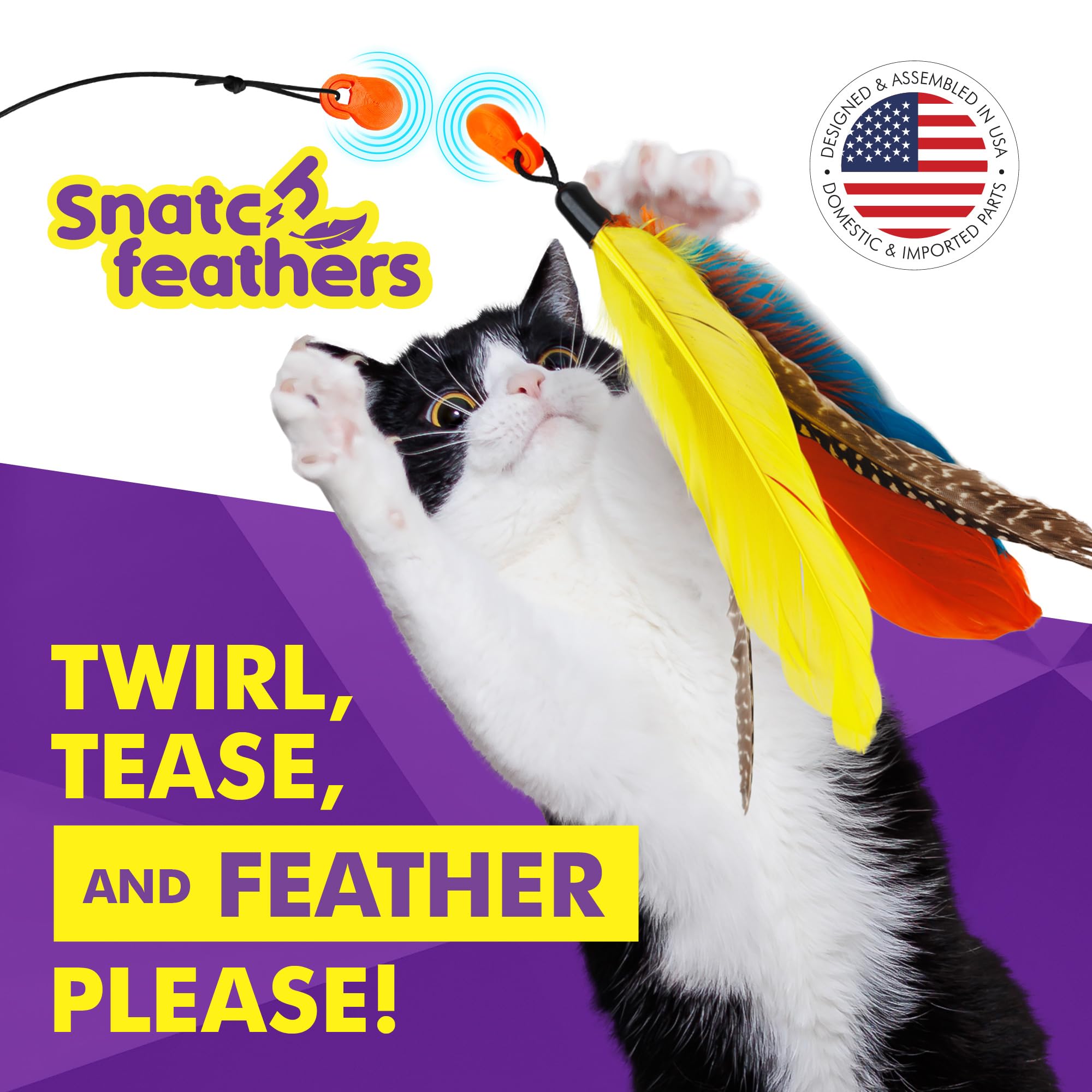 Cat Amazing Snatch Feathers 3-pack in packaging and setup usage for quick replacement.