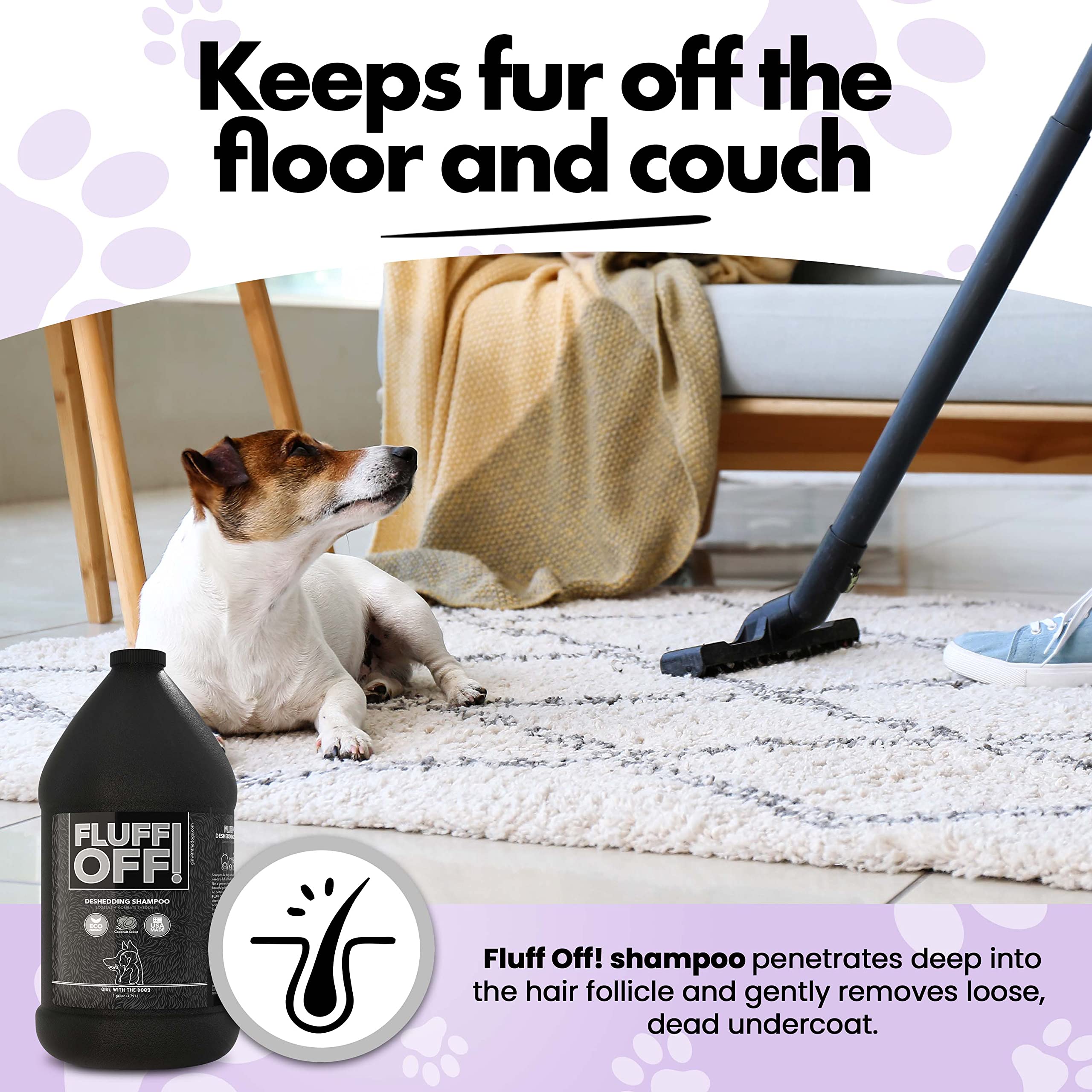Cat coat treated with Girl With The Dogs Fluff Off deshedding shampoo reduces loose hair