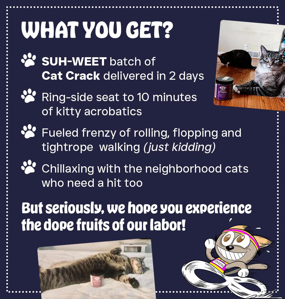 Cat Crack north-america-made label emphasizing clean sourcing and quality.