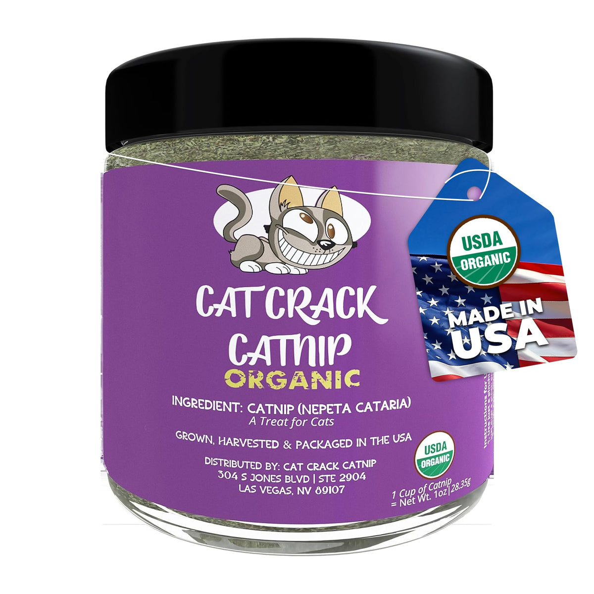 Cat Crack Organic Catnip packaging ready to energize your cat's playtime.
