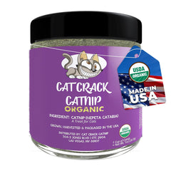 Cat Crack Organic Catnip packaging ready to energize your cat's playtime.