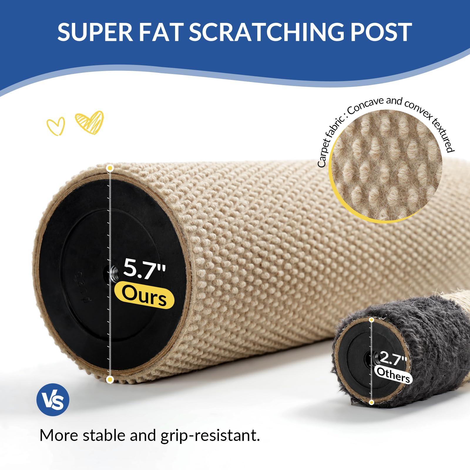 Cat Craft 41-inch tall scratching post promotes vertical scratching and exercise.