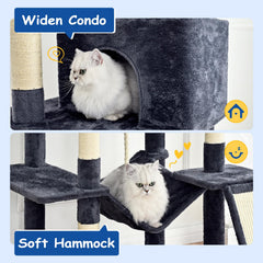 Cat Craft cat tree condo offers private hideaway for napping and observing.