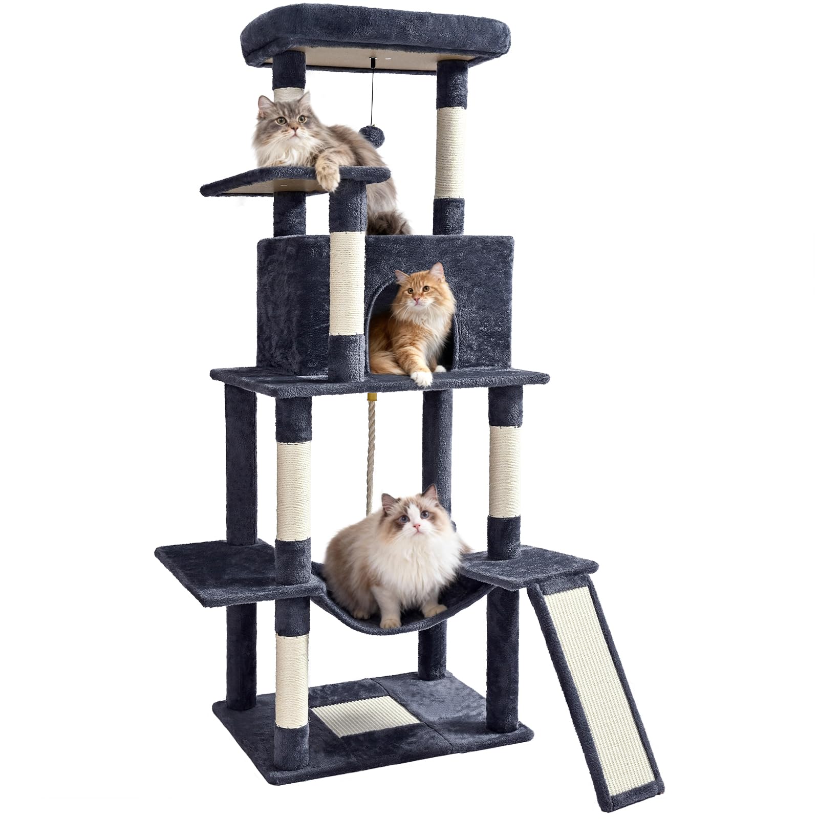 Cat Craft 63-inch cat tree top perch provides a spacious resting spot for large cats.