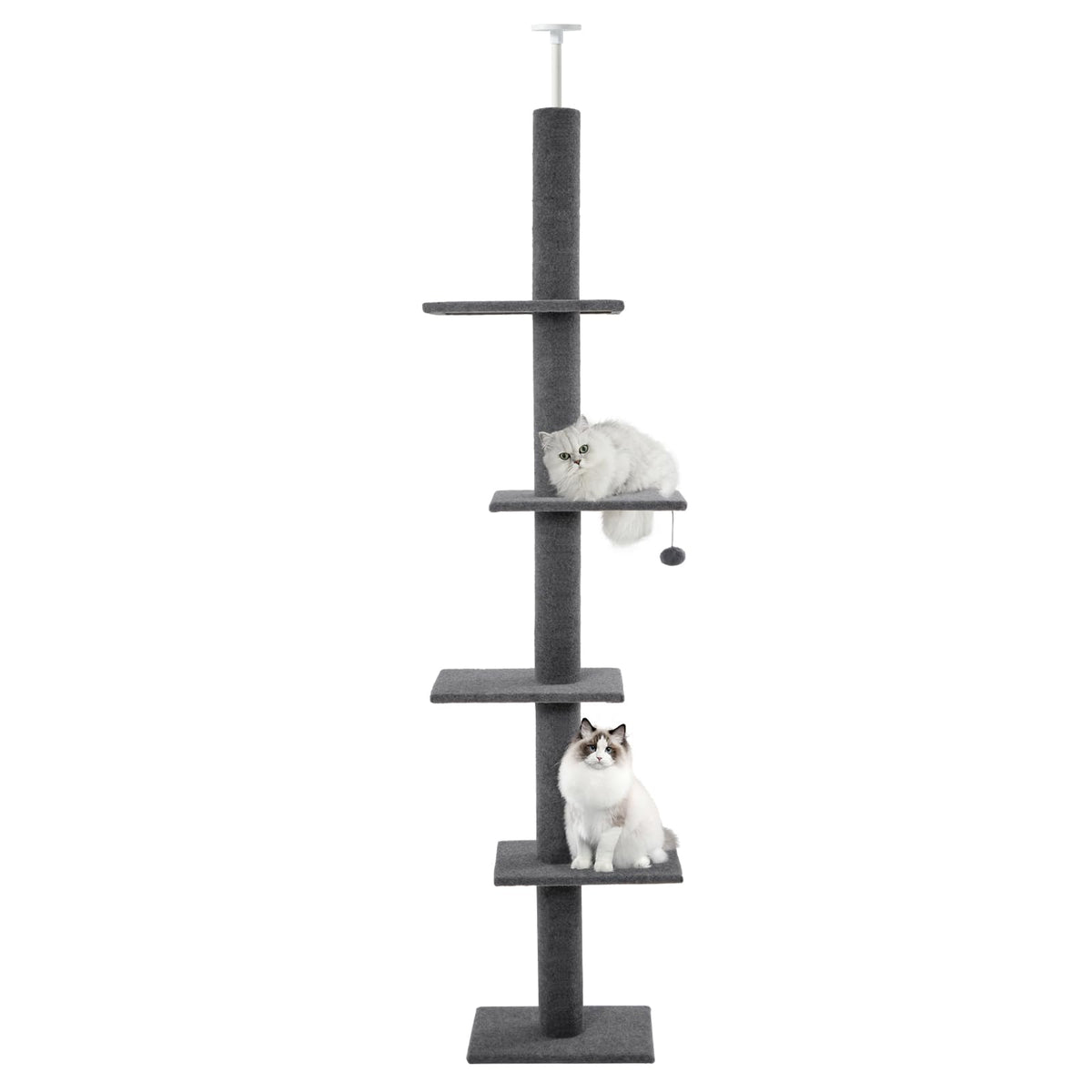 Cat Craft charcoal floor-to-ceiling cat tree shown in a bright living room for indoor cats