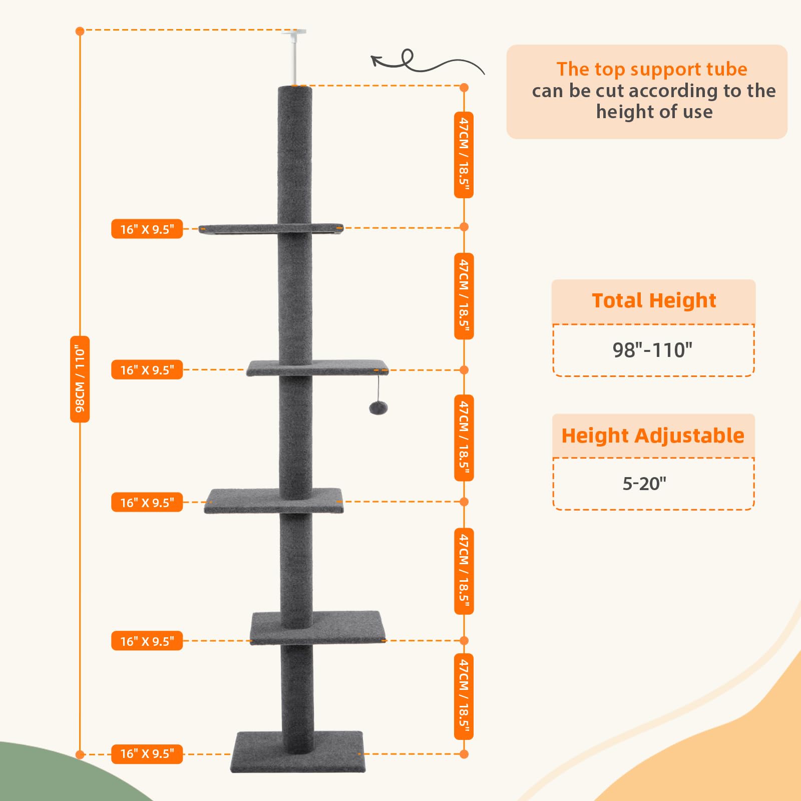 Cat Craft tall cat tree with rotating platforms in charcoal finish