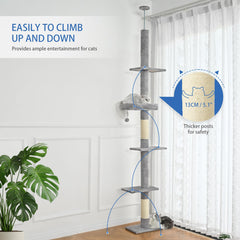 Cat Craft ceiling cat tree top mount securing to ceiling for stable tall play.