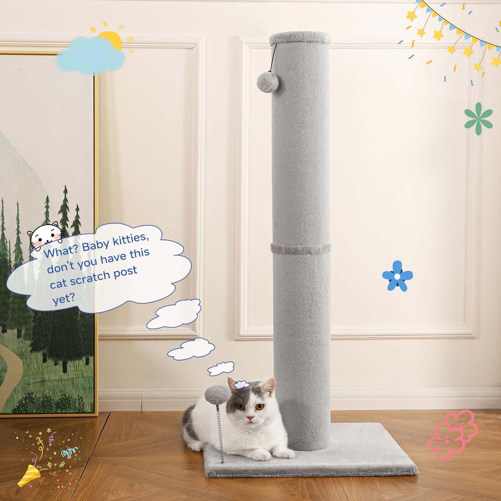 Cat Craft light gray finish blends with decor while inviting tall scratching surface.