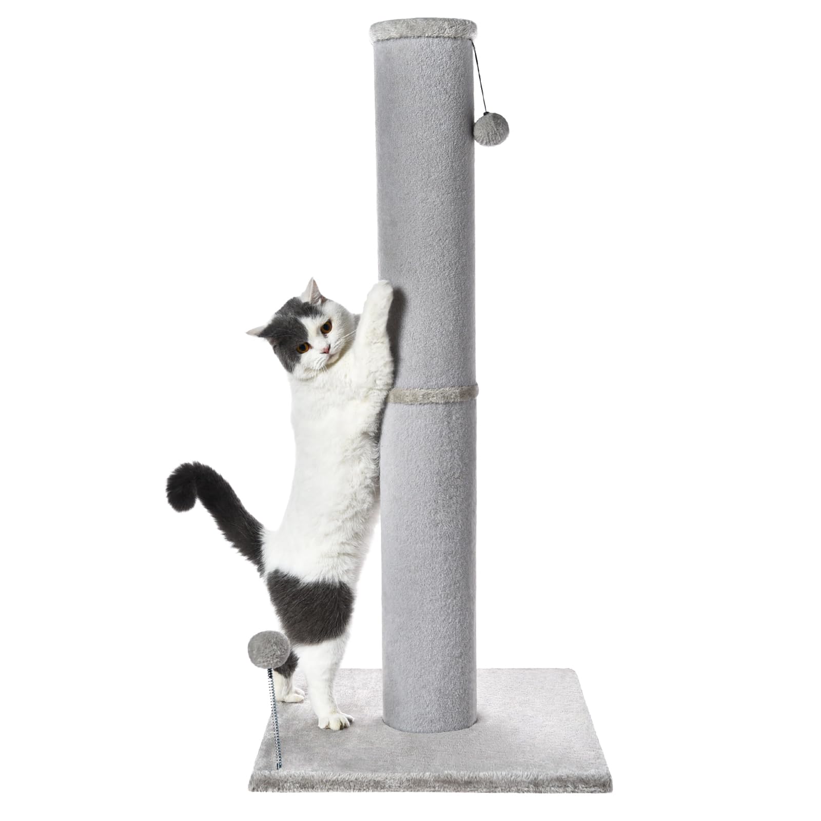 Cat Craft 41-inch tall scratching post for indoors with soft carpet surface.