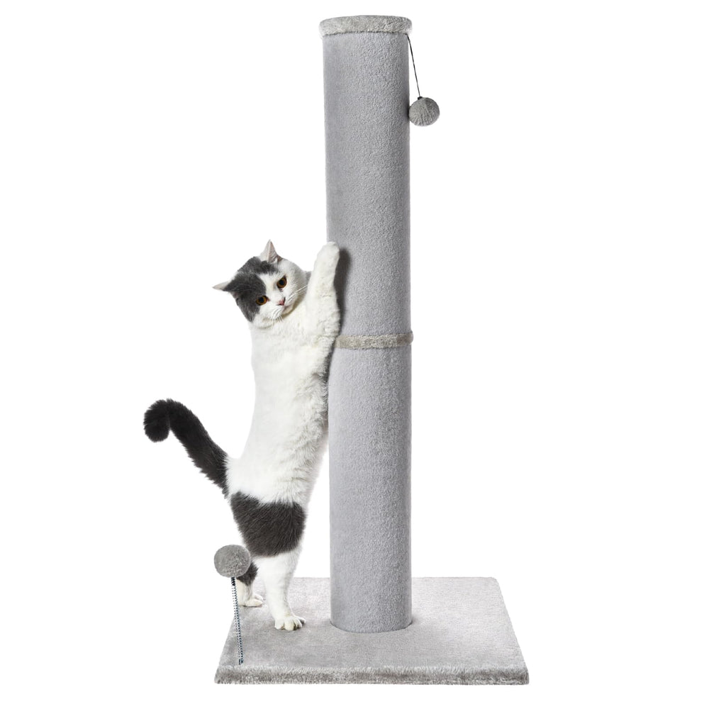 Cat Craft 41-inch tall scratching post for indoors with soft carpet surface.